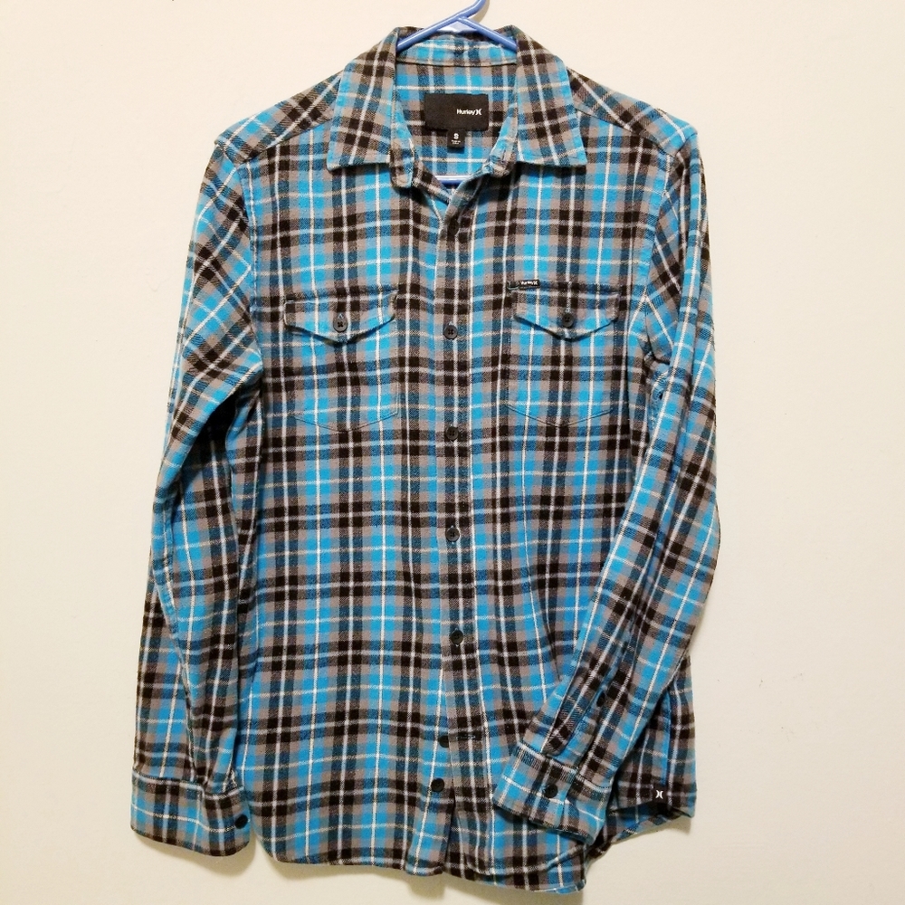 🔥HURLEY Men's Flannel Shirt⚘️HP⚘️ Heavy Fabric Size SMALL - Picture 1 of 6